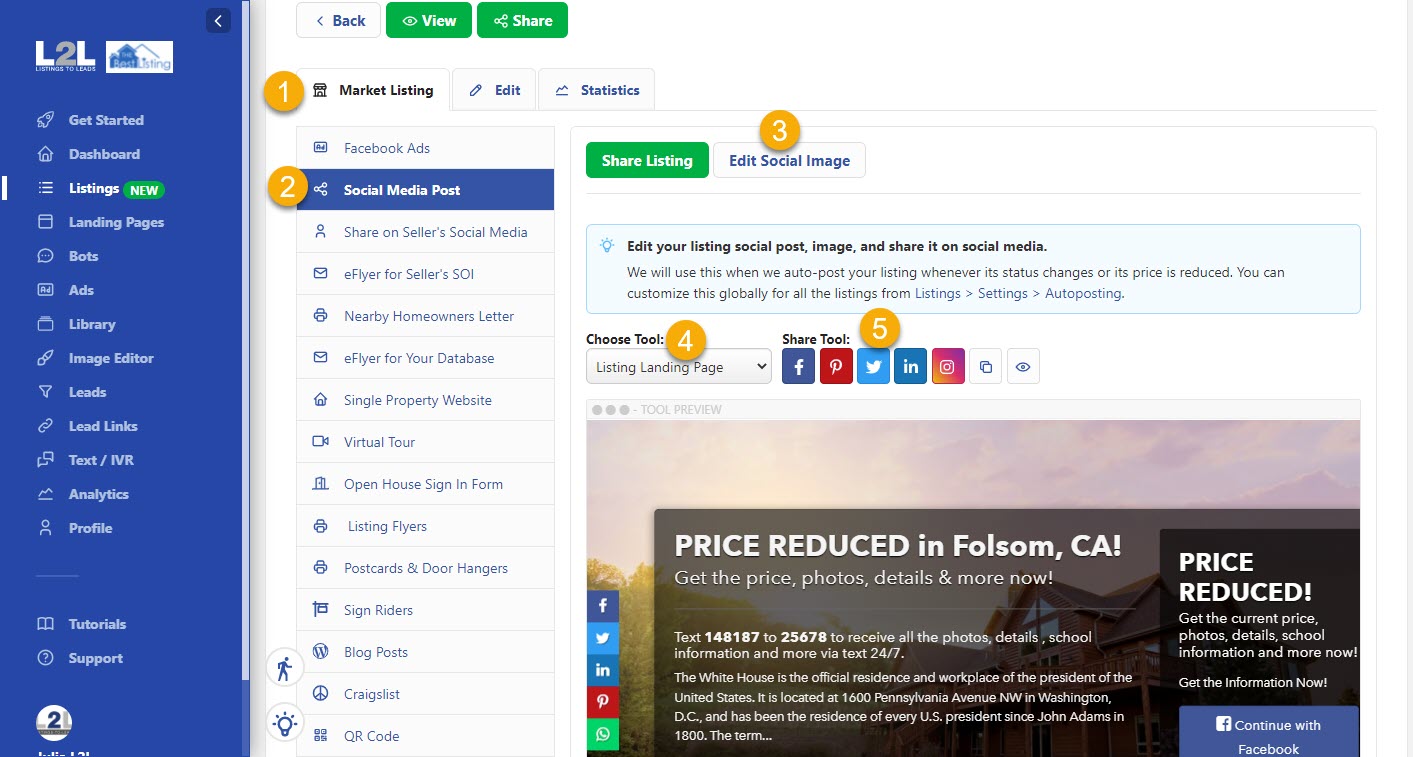 Social Media Post ListingstoLeads