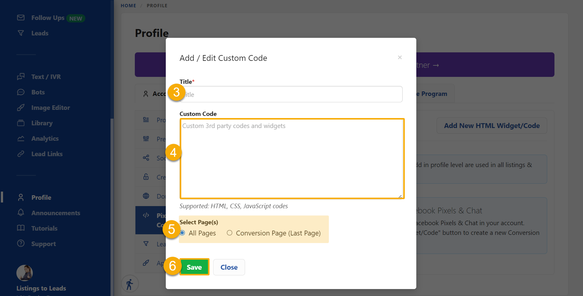 Conversion Codes – Listings-to-Leads