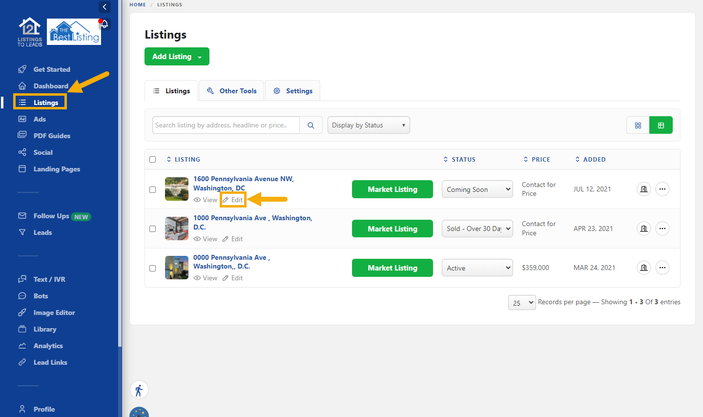Merge Listings ListingstoLeads